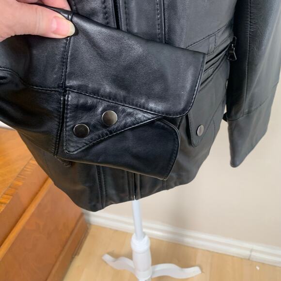 NEW A.n.a Sz L Genuine Buttery Soft Lambskin Leather Moto Jacket Black Full Zip - Picture 11 of 13